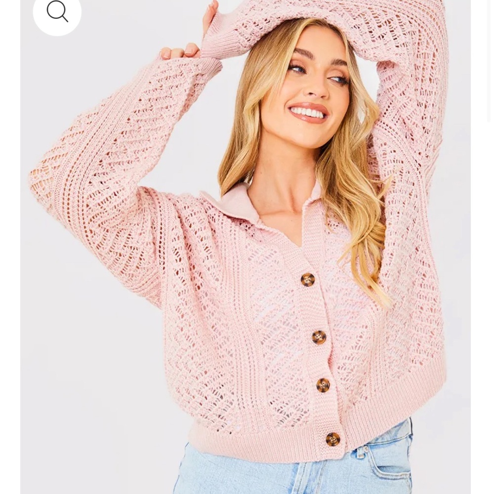 Recycled Crochet Button Down Cardi